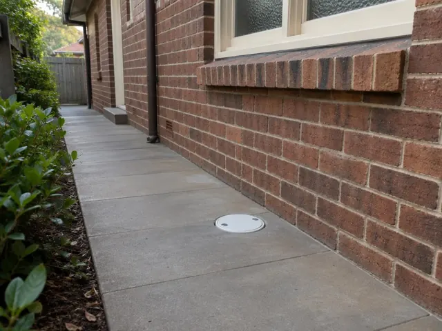 Brick side pathway with a covered outdoor drain and clean paving in Chatswood